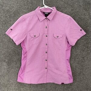 Outdoor Research Shirt Womens Large Pink Short Sleeve Button Hiking Outdoor